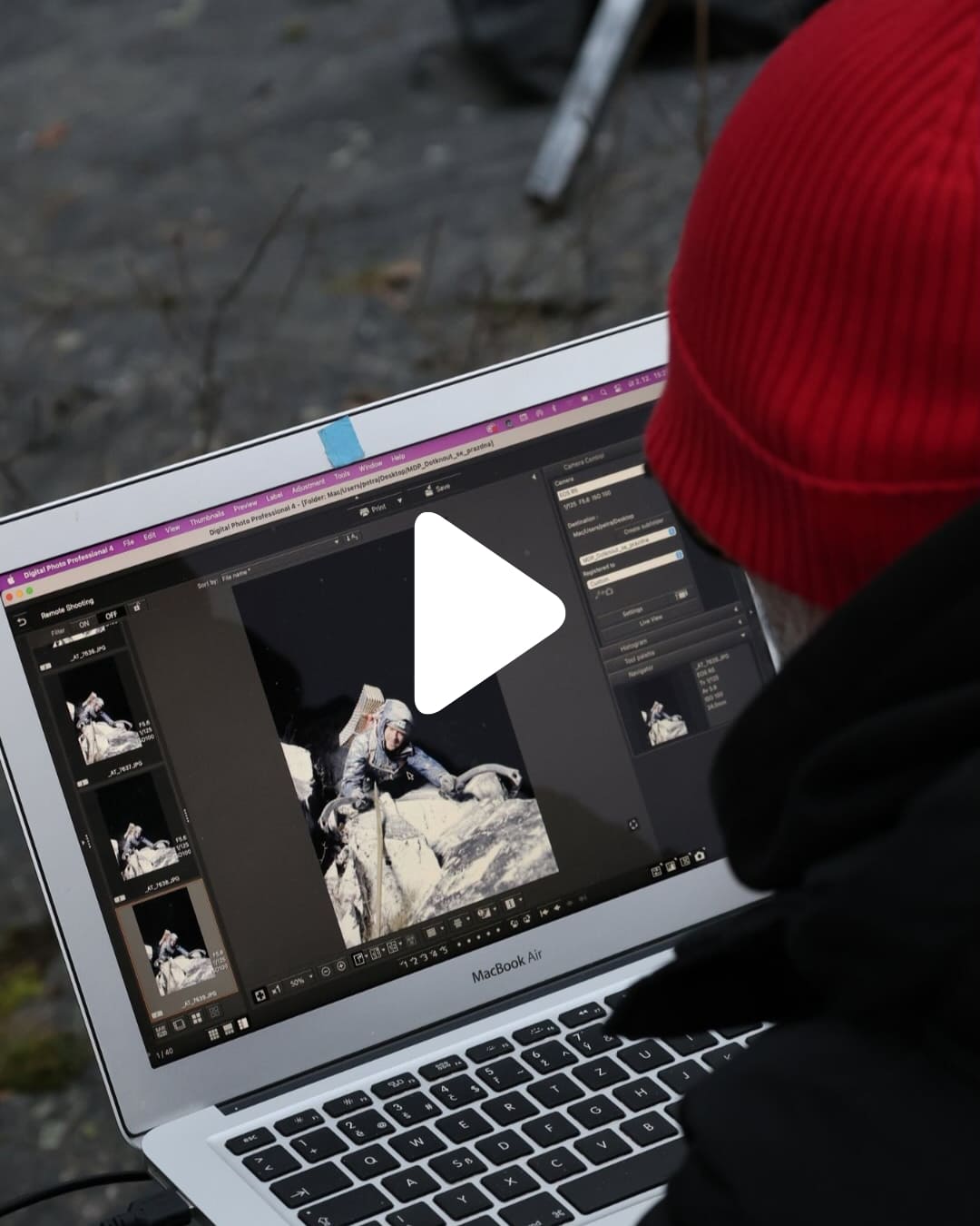 Reel z focení vizuálu k inscenaci Dotknout se prázdna Městských divadel pražských